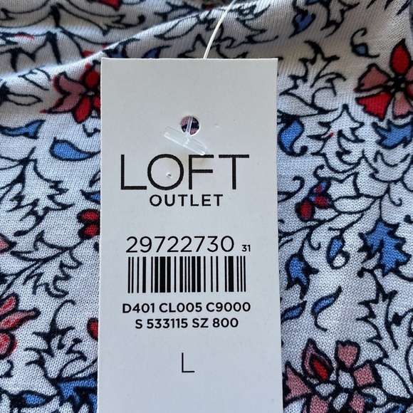 LOFT Outlet Floral Off the Shoulder Blouse, Flutter Sleeve Shirt, Women’s L - Picture 13 of 13